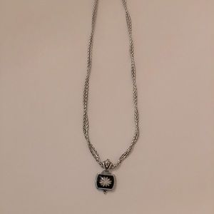 Brighton Silver Necklace w/ Black & White Pendant